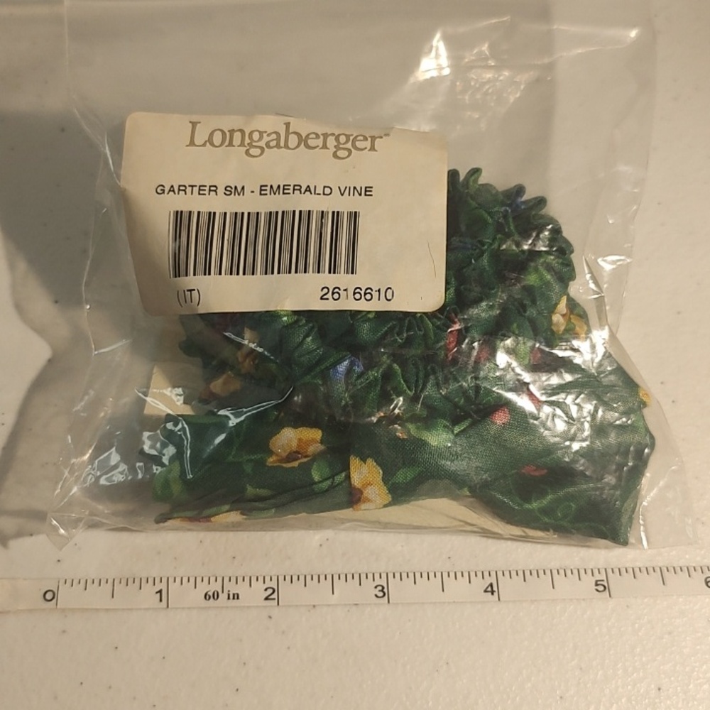 Longaberger Small Fabric Garter In Emerald Vine Print  Fabric Basket Accessory